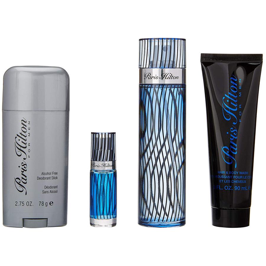 Paris Hilton for Men EDT gift set, 3.4 oz, four-piece bundle