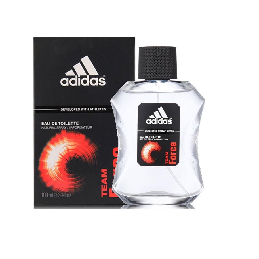 Adidas Team Force para hombre EDT 3.4 oz, botella transparente con tapa negra