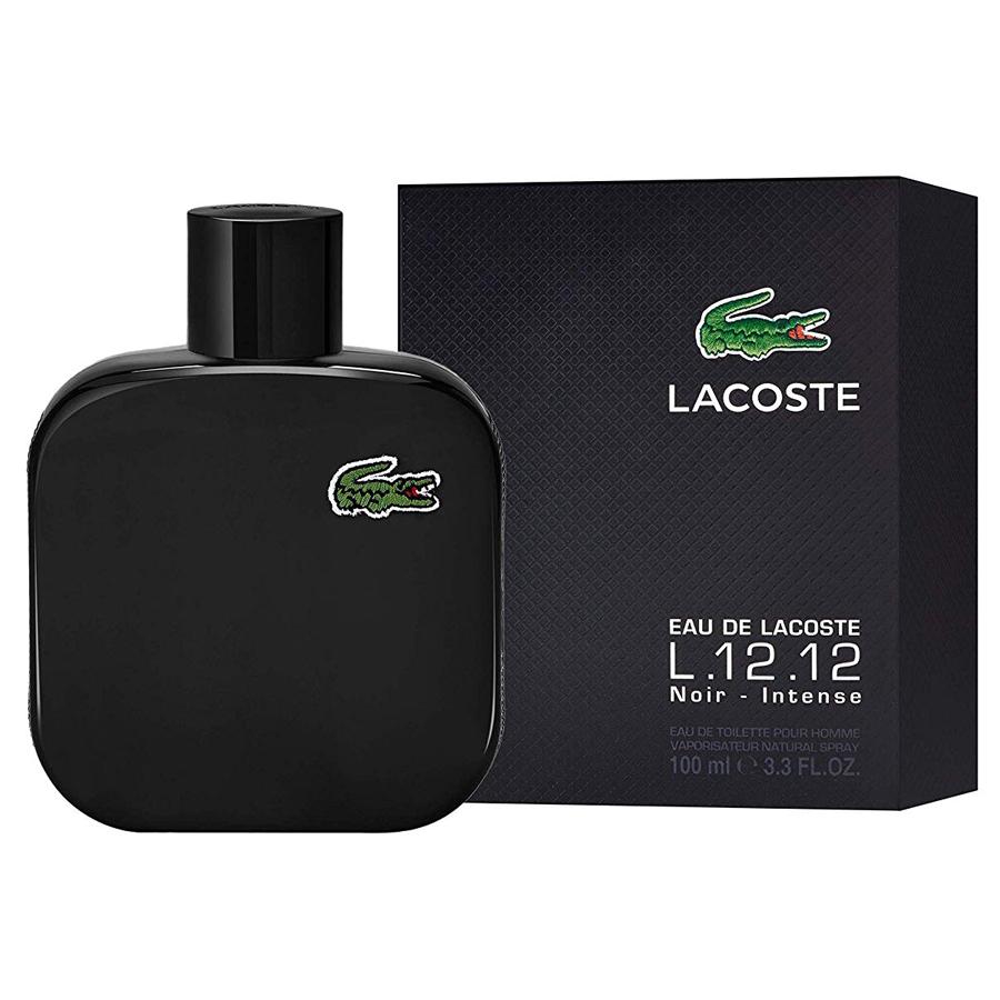 Lacoste Noir L.12.12 men EDT 3.4 oz matte black crocodile bottle