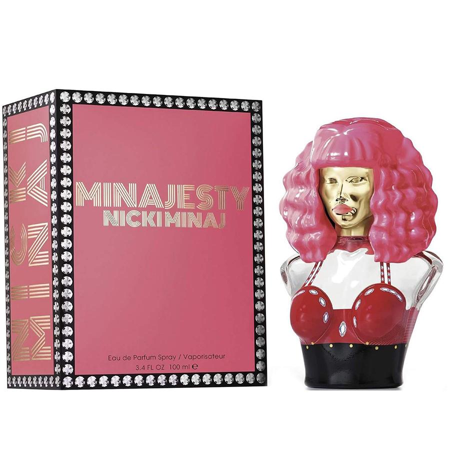 Minajesty de Nicki Minaj EDP, botella de busto de 3,4 oz con cabello rosado