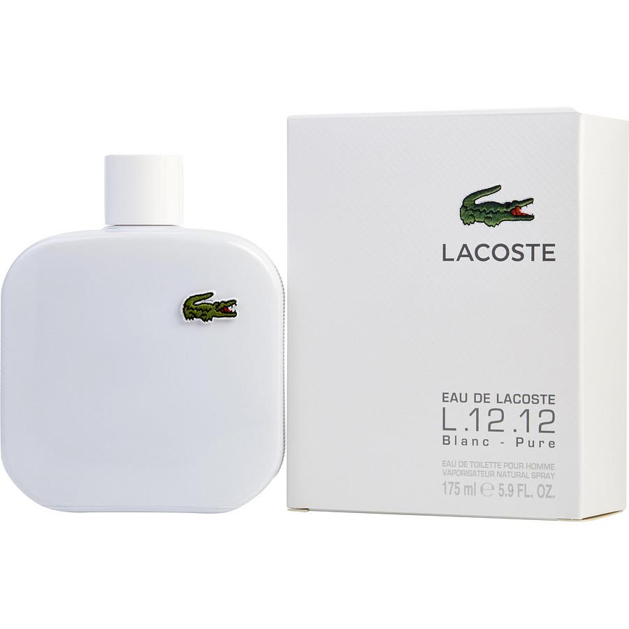 Lacoste L.12.12 Blanc EDT para hombre de 5,9 oz, botella blanca con textura de polo