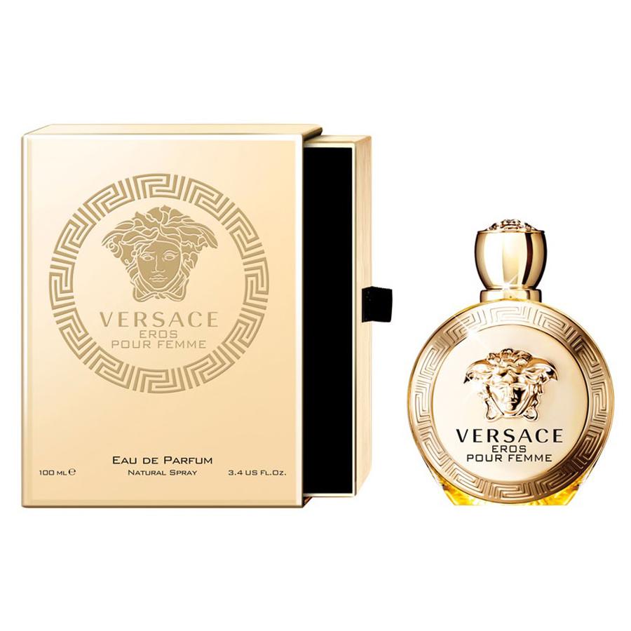 Versace Eros Pour Femme EDP 3.4 oz spray, gold Medusa bottle