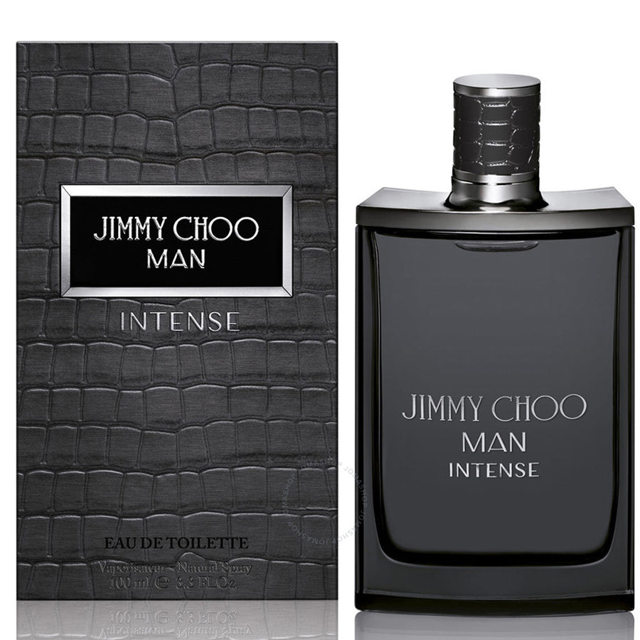 Jimmy Choo Man Intense EDT para hombre de 3,4 oz, frasco en forma de frasco gris ahumado