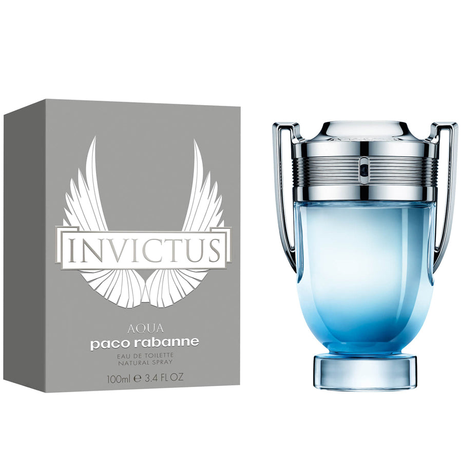 Paco Rabanne Invictus Aqua EDT para hombre de 3,4 oz, botella trofeo