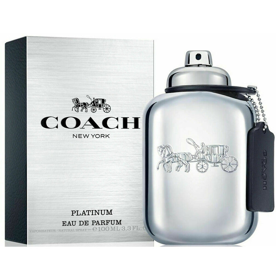 Coach Platinum de Coach para hombre EDP en aerosol de 3,4 oz, botella metálica plateada