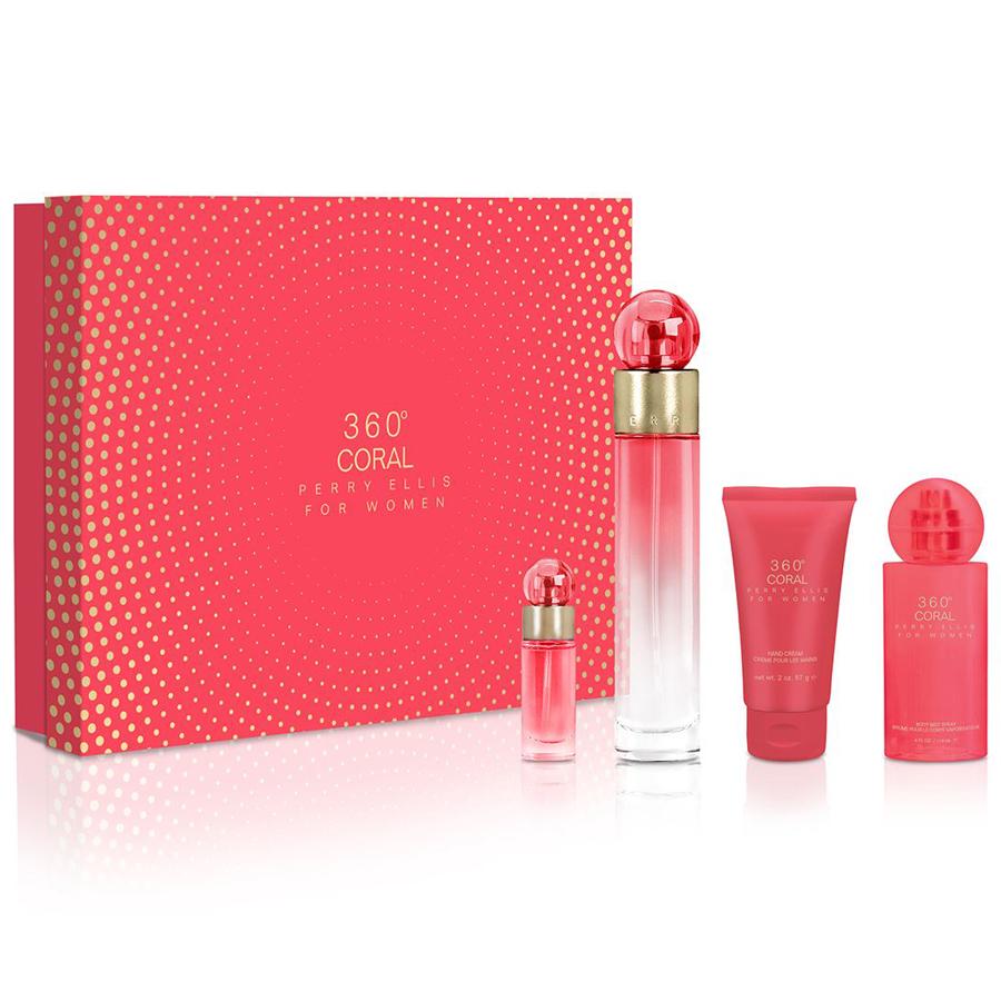 360° Coral Perry Ellis women’s EDP gift set 3.4 oz coral packaging