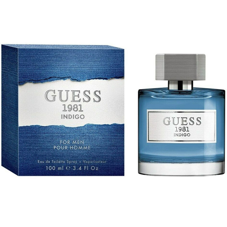 Guess 1981 Indigo EDT para hombre, 3,4 oz, botella de vidrio índigo profundo