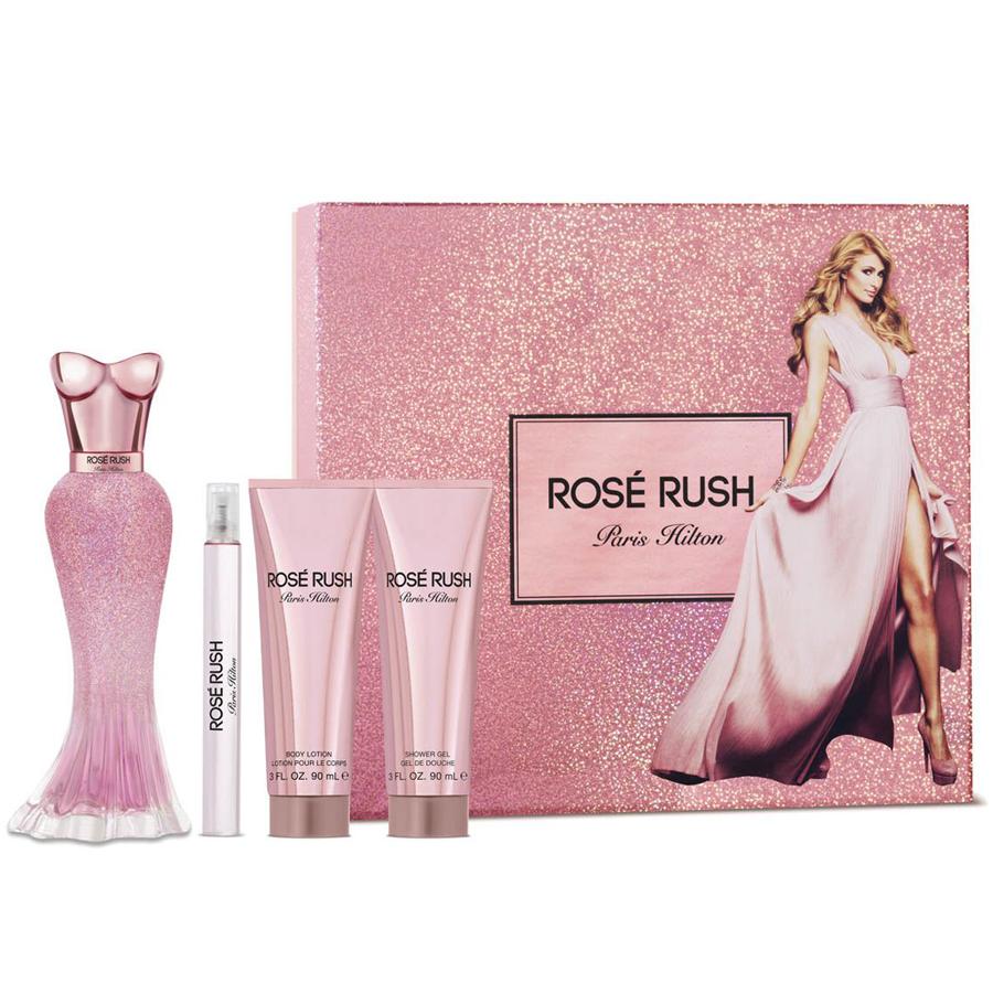 Rose Rush by Paris Hilton EDP 4pc gift set, 3.4 oz