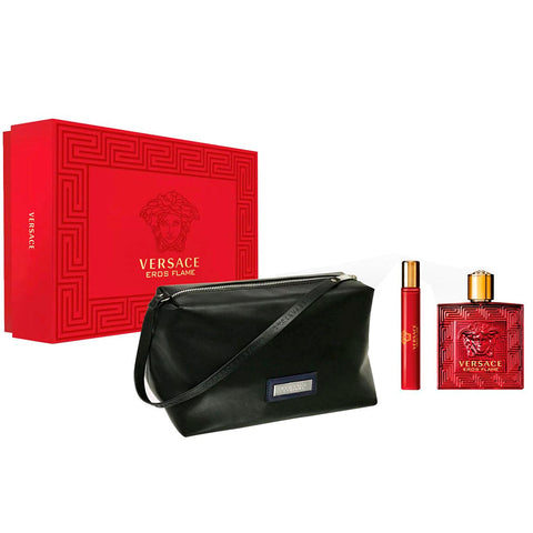 Eros Flame by Versace for Men 3.4 oz EDT 3 PC Gift Set