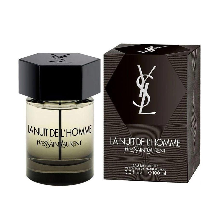 YSL La Nuit de L'Homme EDT para hombre de 3,4 oz, botella de vidrio ahumado