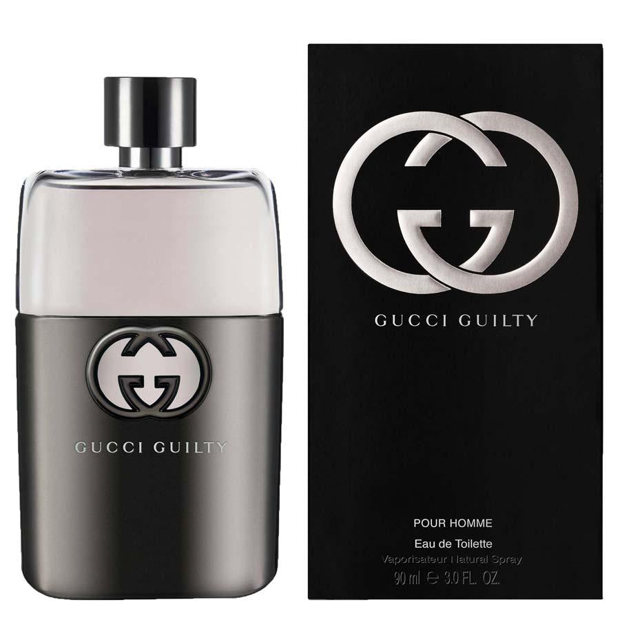 Gucci Guilty Pour Homme men’s EDT 3.0 oz, grey bottle with G logo