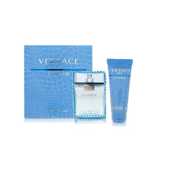 Versace Man Eau Fraiche de Versace para hombre, 3.4 oz EDT, set de regalo de 2 piezas