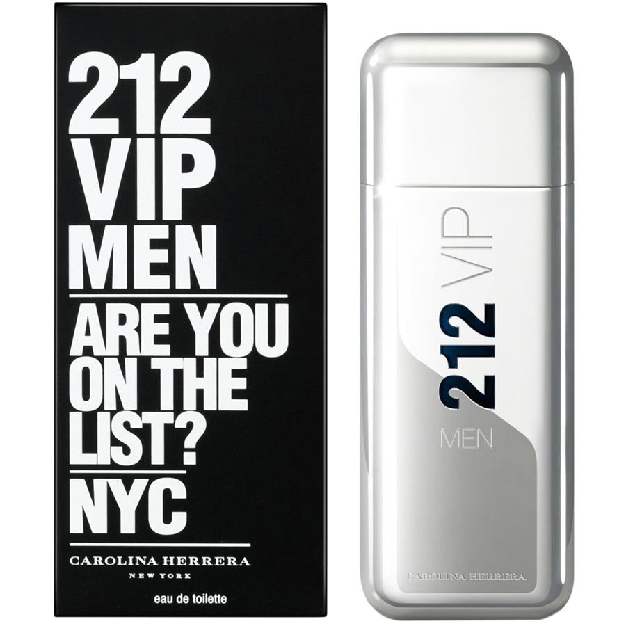Carolina Herrera 212 VIP Men EDT 3.4 oz botella de colonia plateada metálica