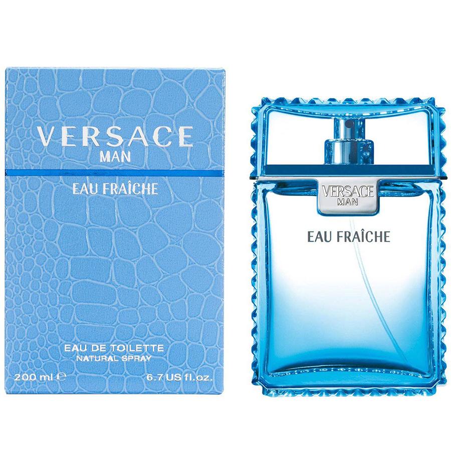 Versace Man Eau Fraîche EDT para hombre, botella azul pálido de 6,7 oz