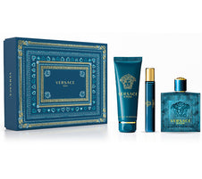 Eros de Versace para hombre, 3.4 oz EDT, set de regalo de 3 piezas