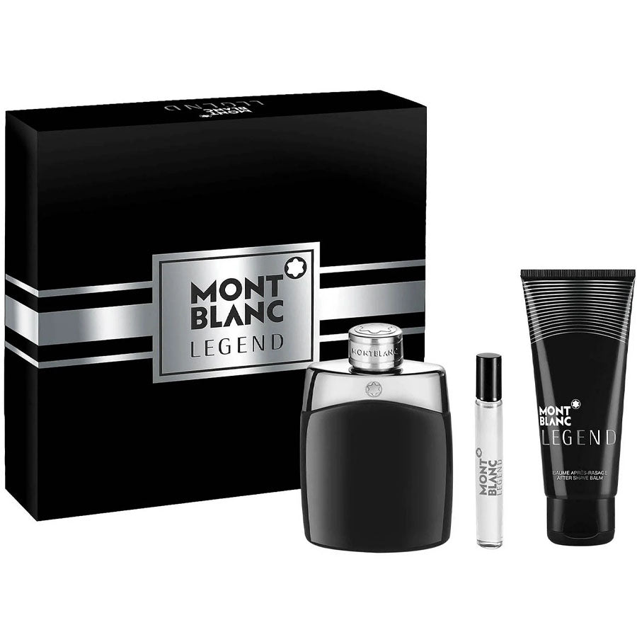 Montblanc Legend men’s EDT 3.4 oz 3-piece gift set, black bottle