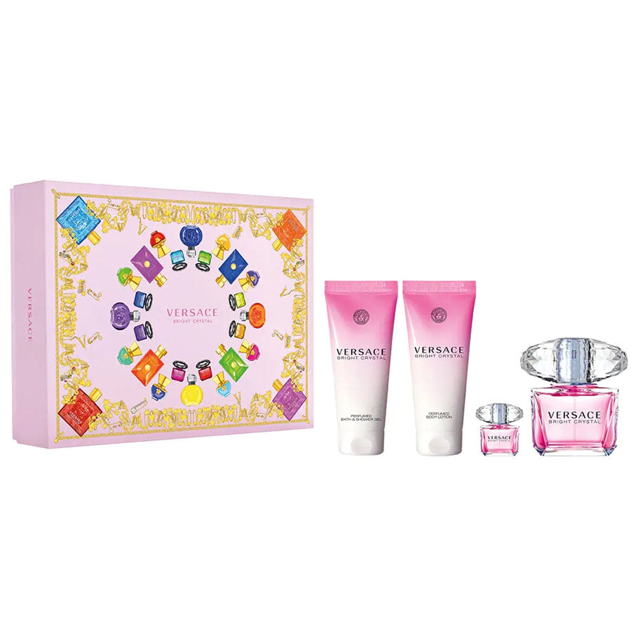 Bright Crystal by Versace women’s EDT 4pc gift set 3.0 oz pink bottle