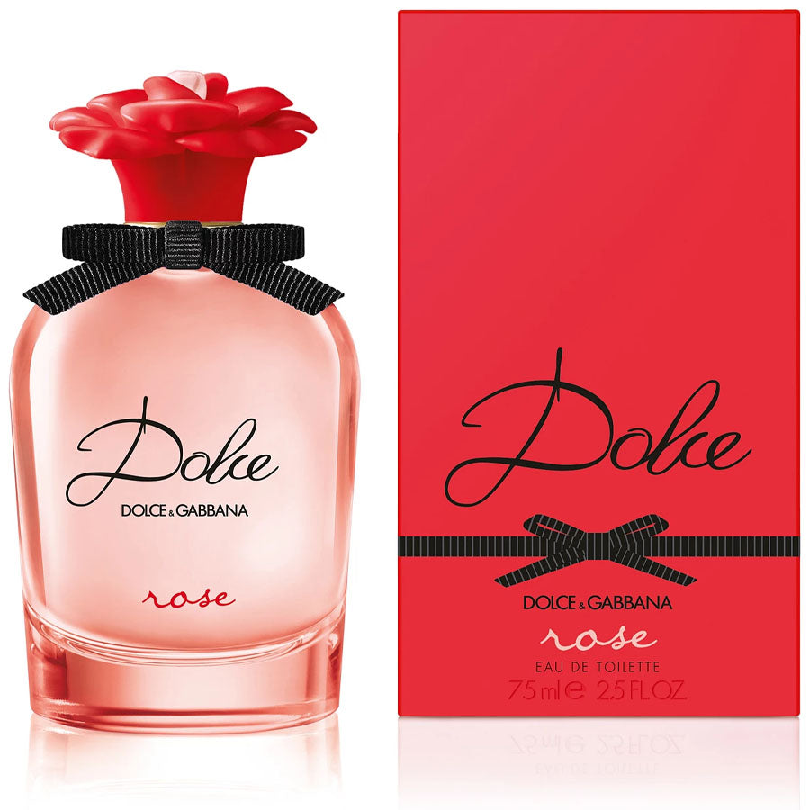 Dolce Rose EDT fragrance 2.5 oz bottle with red flower cap