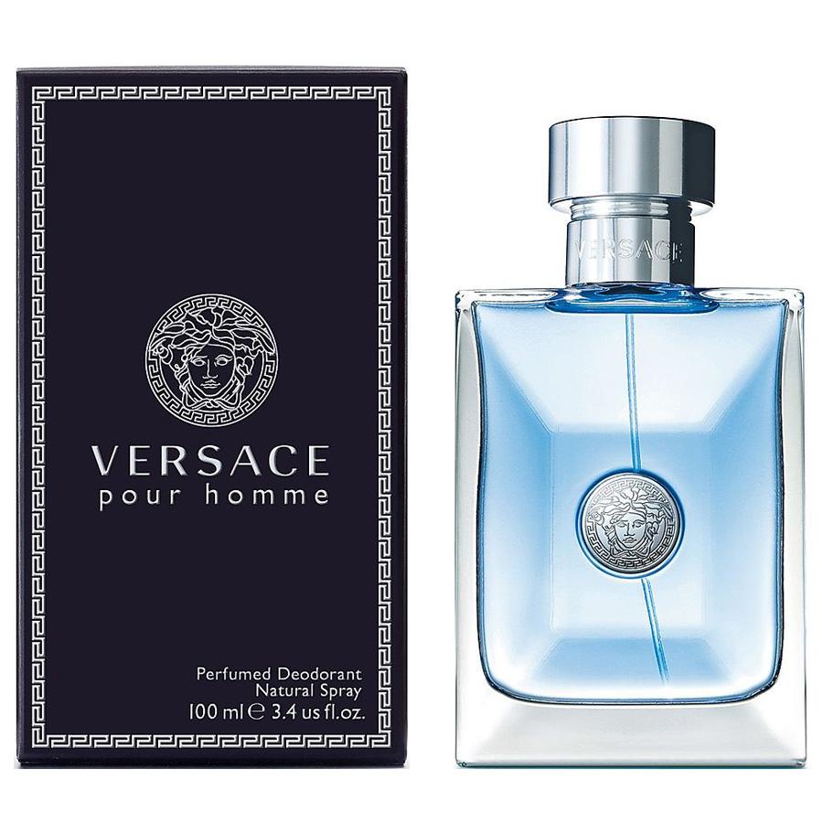 Versace Pour Homme EDT 3.4 oz colonia para hombre, botella azul transparente
