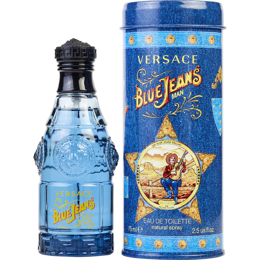 Blue Jeans by Versace EDT para hombre en spray de 2,5 oz en lata coleccionable