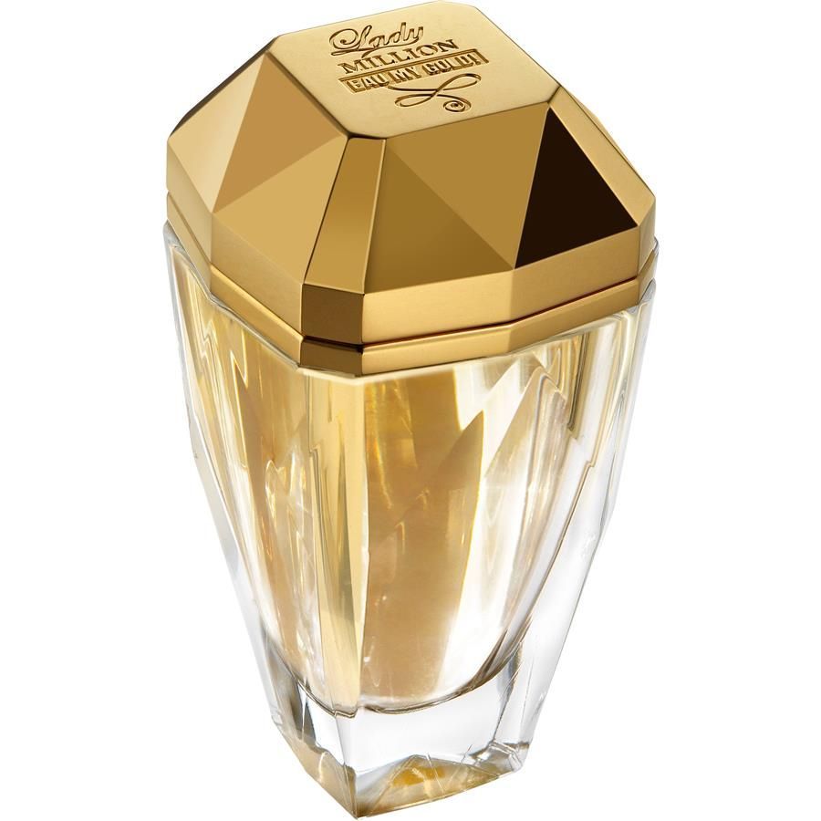 Lady Million Eau My Gold perfume tester, clear 2.7 oz bottle