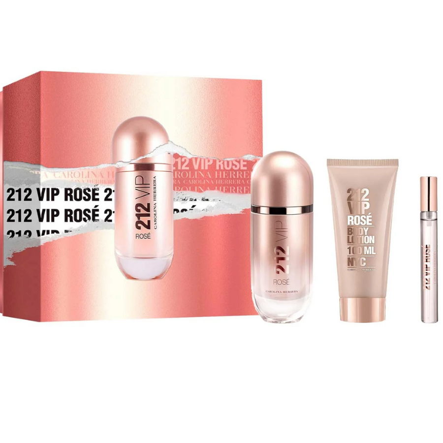 212 VIP Rose de Carolina Herrera para mujer 2.7 oz EDP 3 piezas Set de regalo - Perfumes Los Angeles