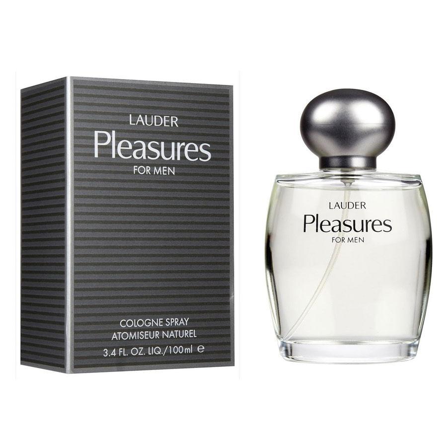Estée Lauder Pleasures for Men EDT 3.4 oz, clear bottle with silver cap
