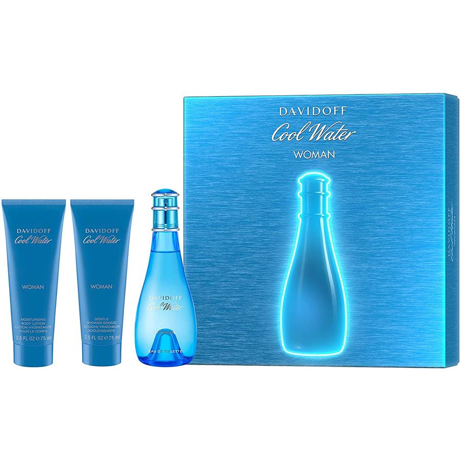Davidoff Cool Water Woman EDT gift set, 3.4 oz with lotion & gel