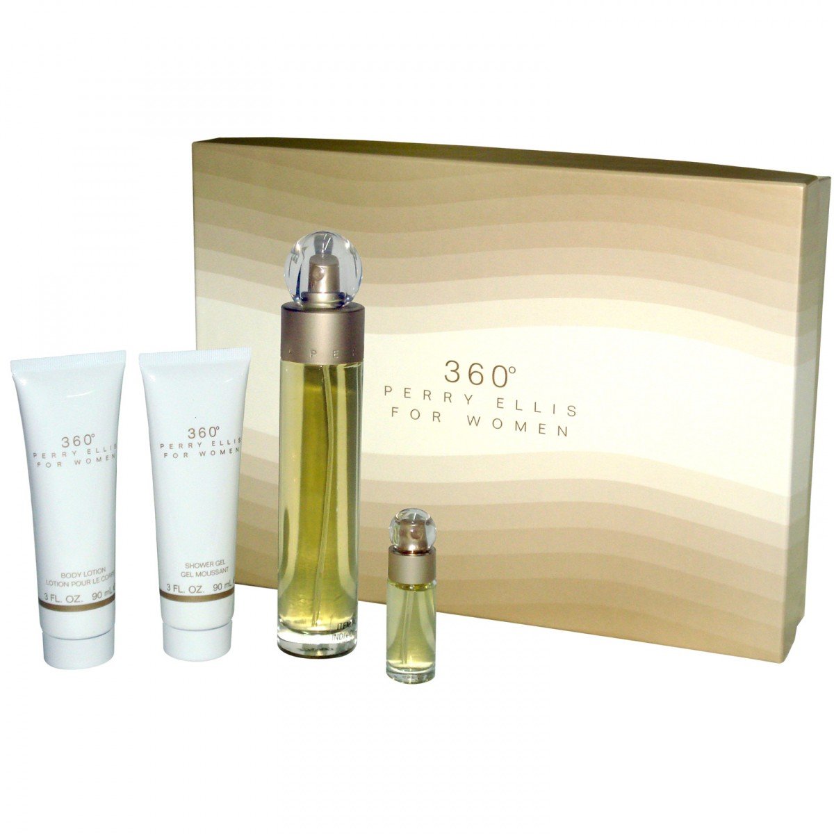 360° by Perry Ellis for Women 3.3 oz EDT 4pc gift set