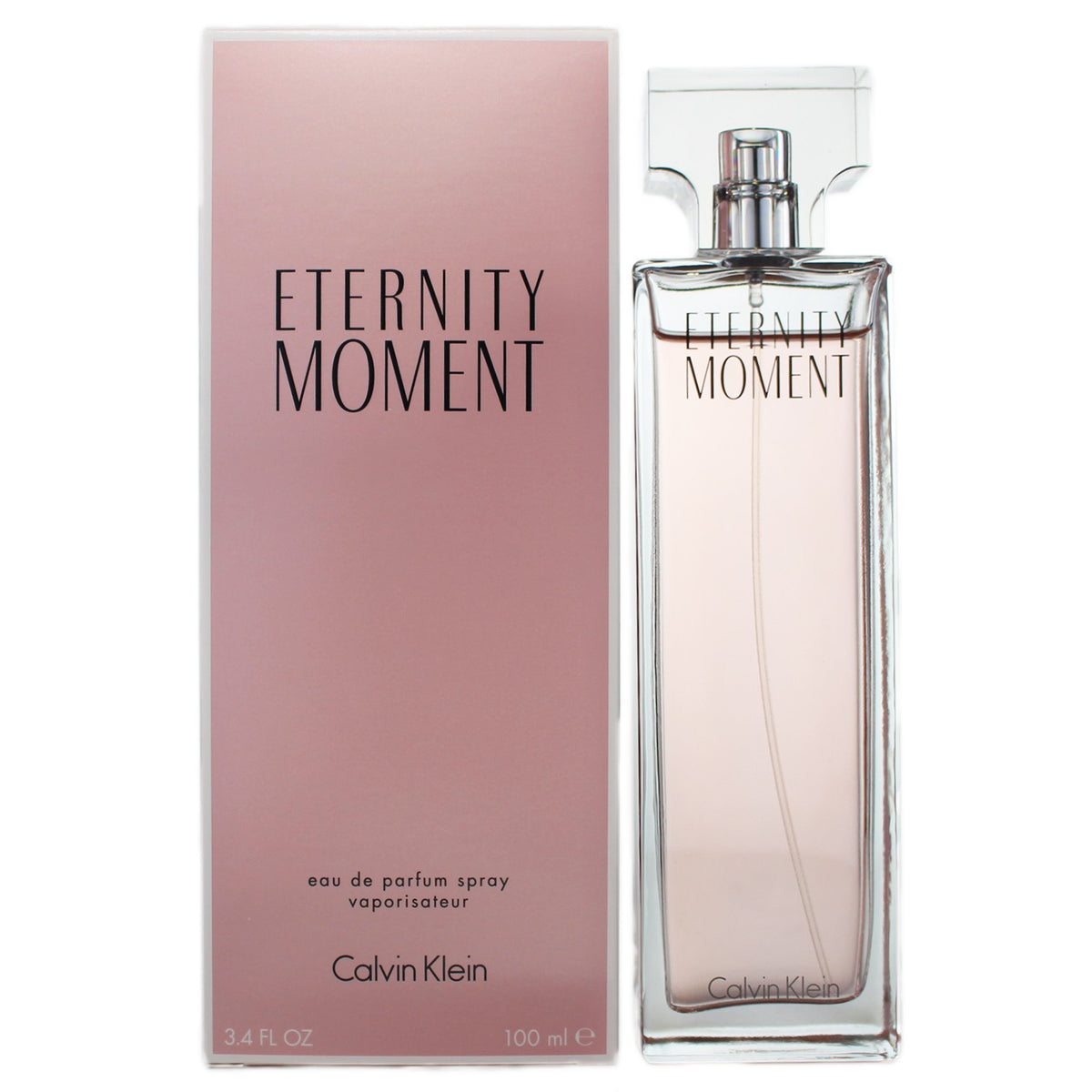 Eternity Moment de Calvin Klein Women 3.4 oz EDP Spray en botella rosa