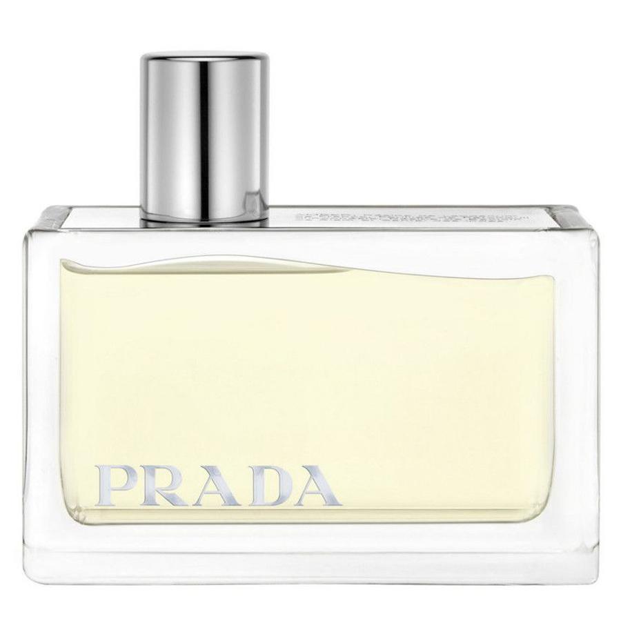 Probador de EDP para mujer Prada Amber, 2,7 oz, botella con placa de metal grabada