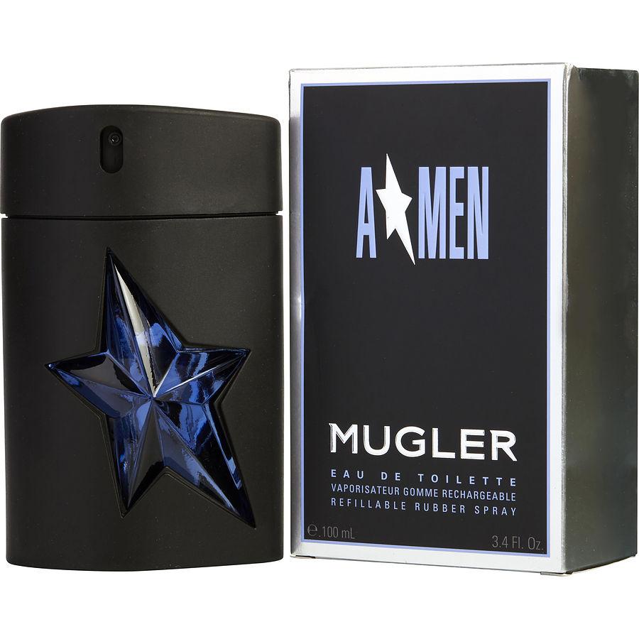 Mugler A*Men Rubber EDT 3,4 oz colonia para hombre, frasco recargable negro